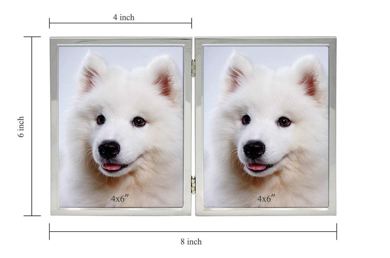 DECANIT 4x6 Picture Frame Double Hinged Silver Metal Thin Edge Frame with High Definition Glass Front Folding Frames Stand Vertically on Tabletop,Silver - Image 5